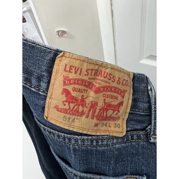 Levi's 514 Jeans Straight Leg Regular Fit Blue Denim Pants Casual Mens 34x30" - Picture 6 of 13